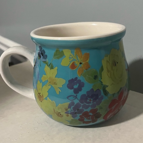 🌺 EUC Pioneer Woman QVC Rare Belly Mug/Cup, Qty 1, Teal Blue - Picture 4 of 6